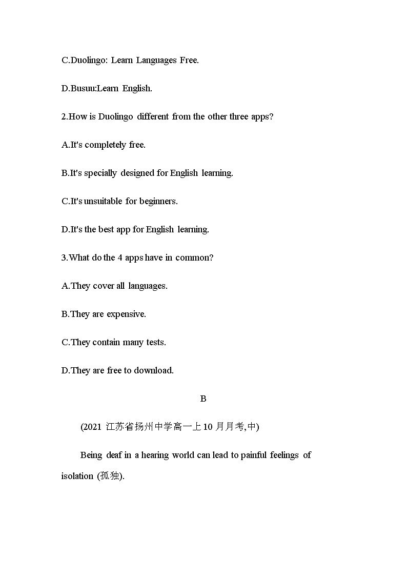 UNIT 5　LANGUAGES AROUND THE WORLD 检测卷-2022版英语必修第一册人教版（2019） 同步练习 （Word含解析）03