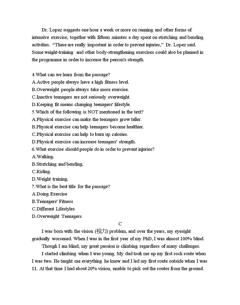 Unit 2 The Olympic Games 达标检测-2022版英语必修2 人教版（新课标） 同步练习 （Word含解析）03