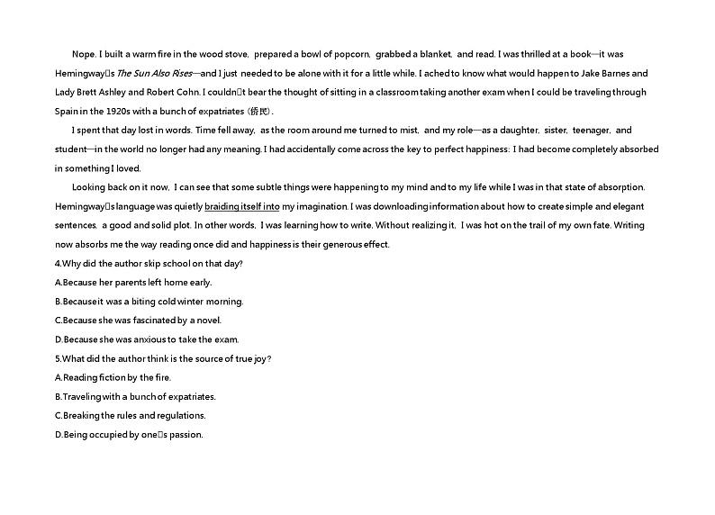 全书学业质量水平检测(一)-2022版英语选择性必修第一册人教版（2019） 同步练习 （Word含解析）03