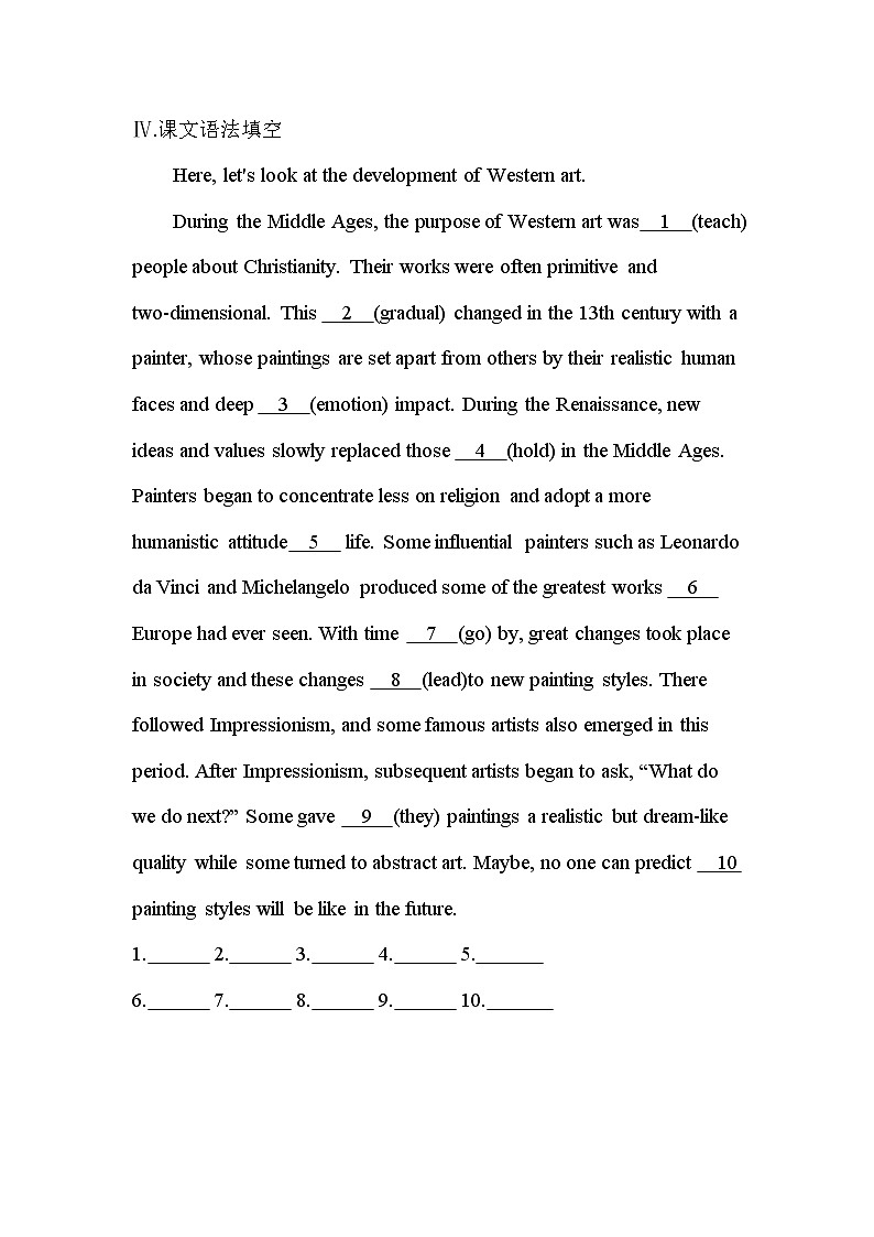 UNIT 1　ART Part 1-2022版英语选择性必修第三册人教版（2019） 同步练习 （Word含解析）03