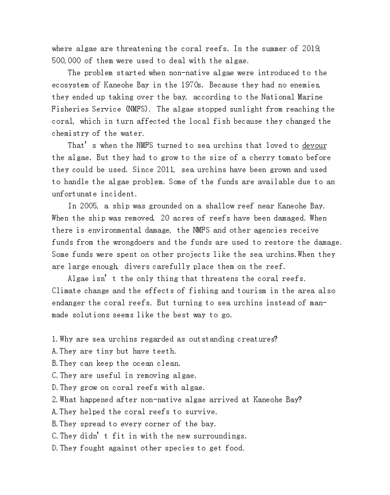 Unit 5　Learning from nature Part 1-2022版英语选择性必修第三册外研版（2019） 同步练习 （Word含解析）03