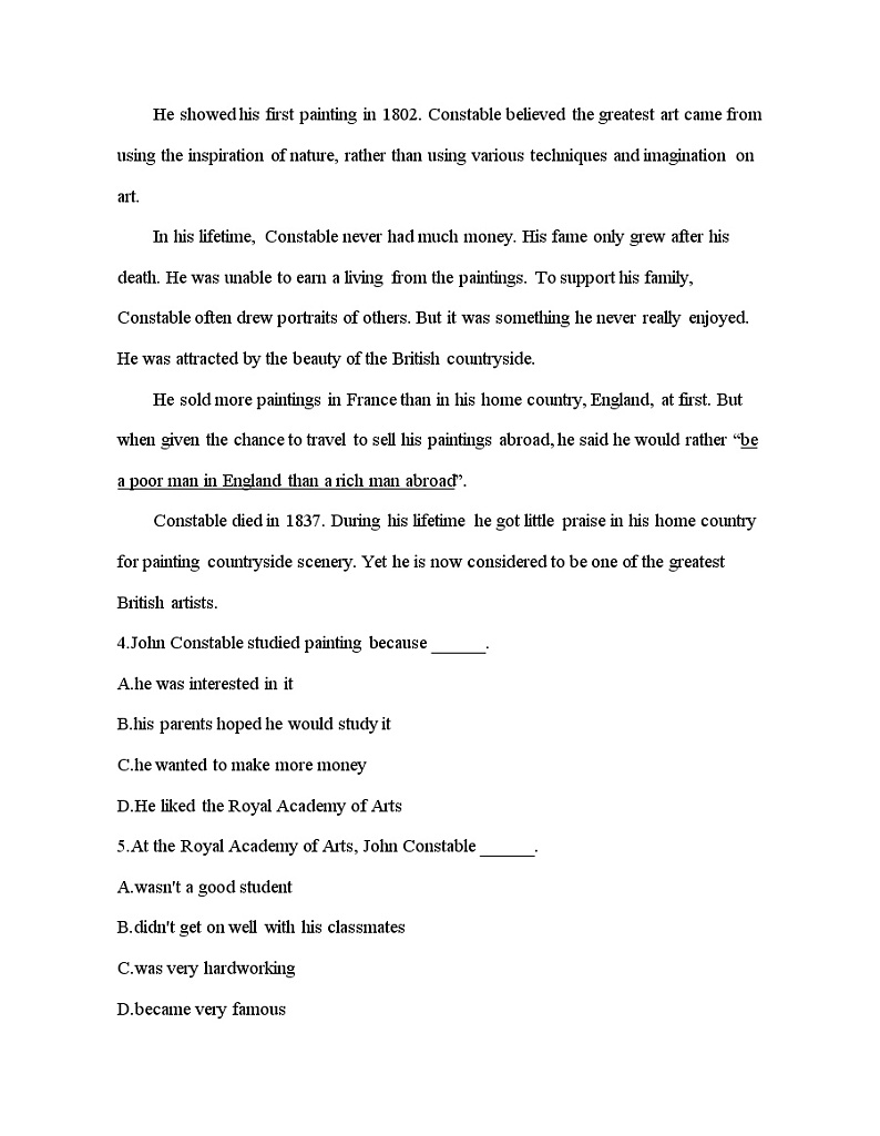 Unit 4　Exploring poetry 达标检测-2022版英语选择性必修第一册译林版（2019） 同步练习 （Word含解析）03