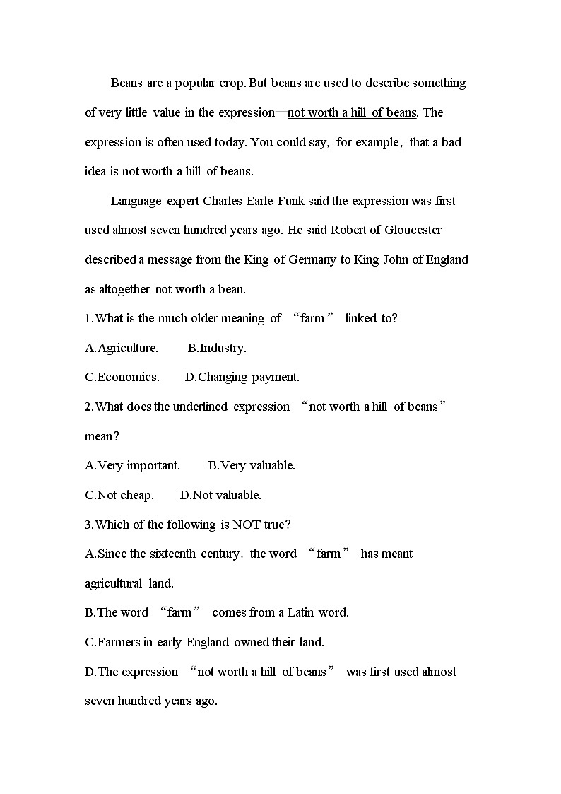 Unit 2　Working the land 达标检测-2022版英语必修4 人教版（新课标） 同步练习 （Word含解析）02