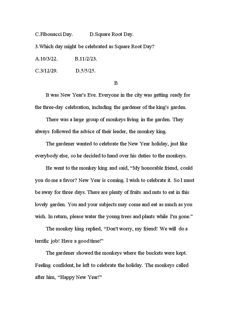 Unit 1　Festivals around the world 达标检测-2022版英语必修3 人教版（新课标） 同步练习 （Word含解析）03