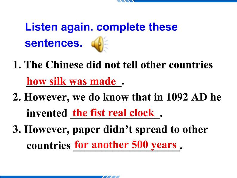 Module 5 Great People and Great Inventions of Ancient China Listening, Speaking and Everyday EnglishPPT课件08