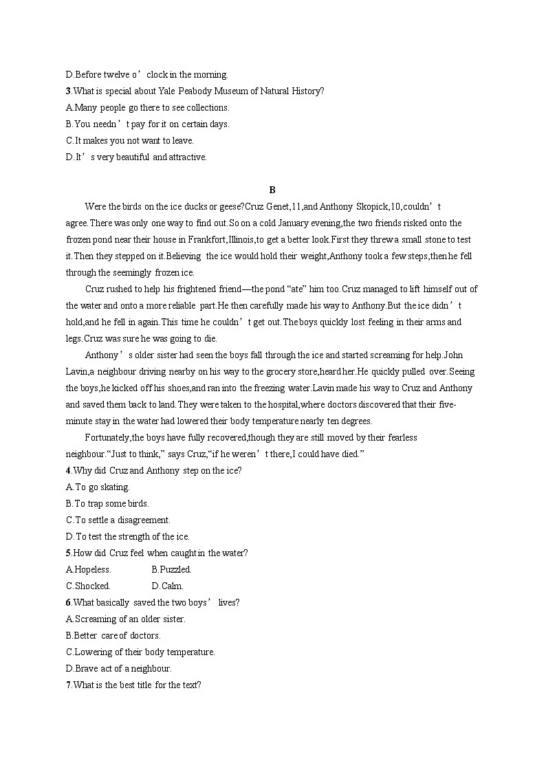 （新高考）2022届高中英语人教版一轮复习 必修1 Unit 3 阅读题组——练速度 精品练习第2页