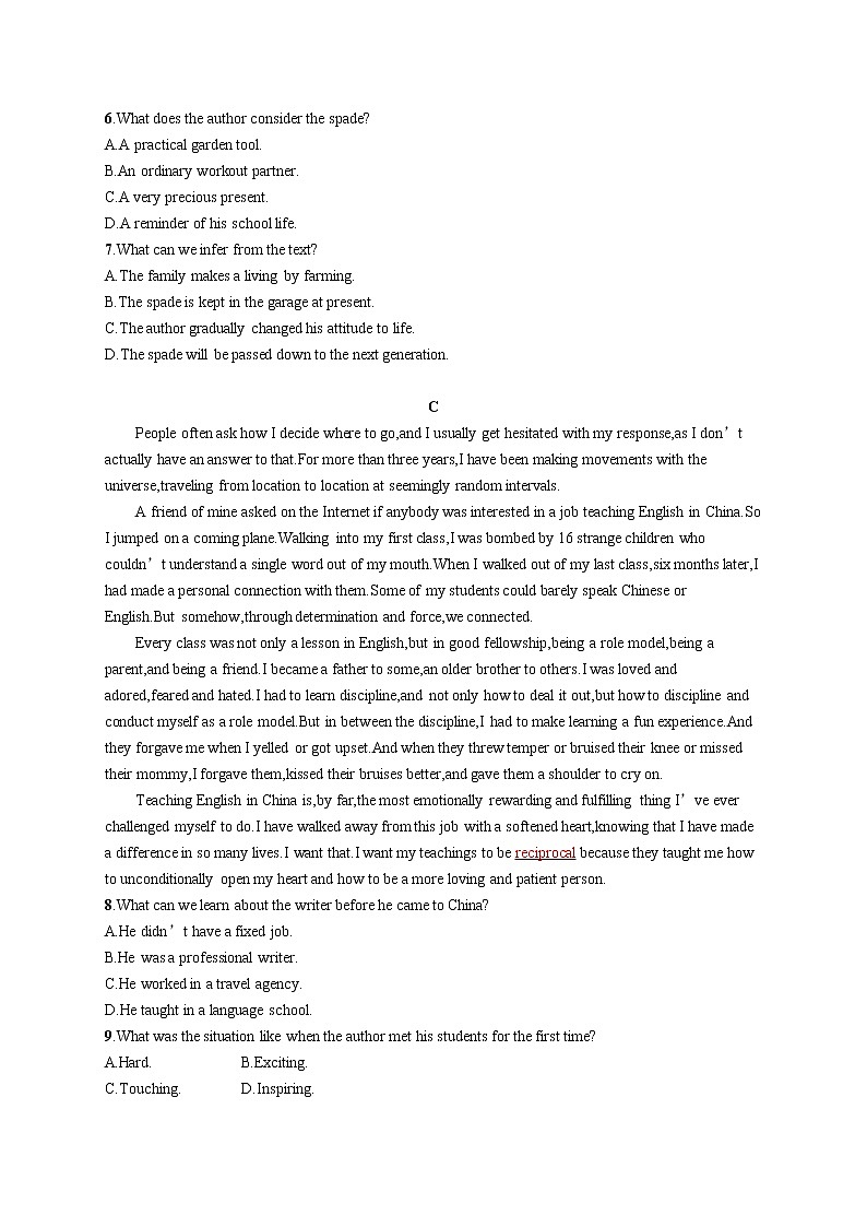 （新高考）2022届高中英语外研版一轮复习 选修8 Module 4 阅读题组——练速度 精品练习第3页