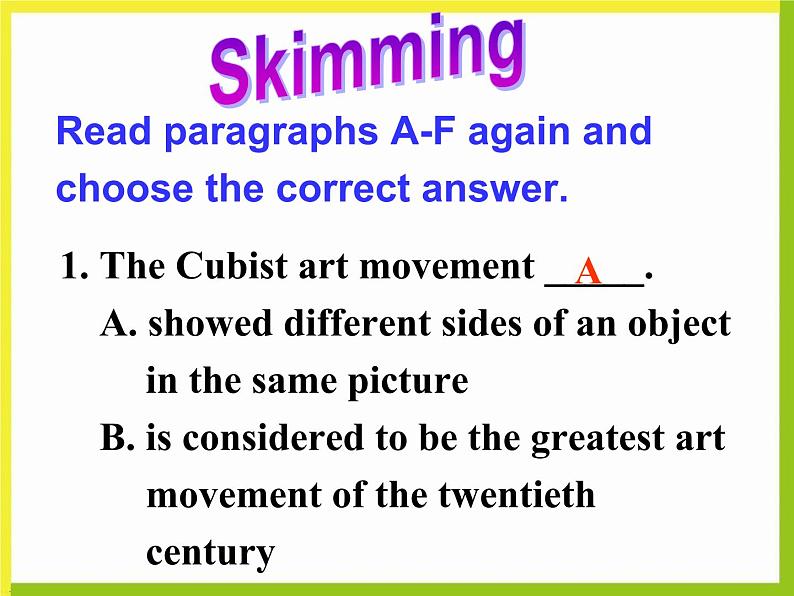 外研版 必修2  Module 4 Fine Arts-Western, Chinese and Pop Arts Reading and vocabulary　ＰＰＴ课件07