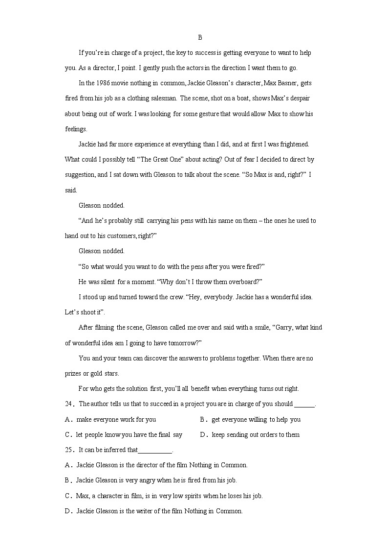 学易金卷：2021-2022学年高一英语上学期期末测试卷（北师大版2019）02（解析版）第3页