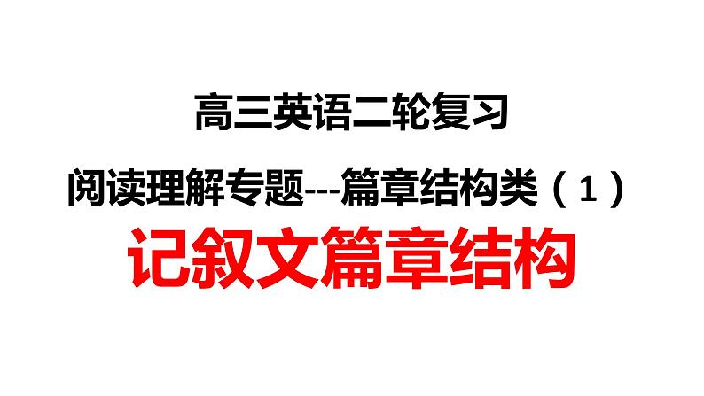 阅读理解专题9--记叙文篇章结构解题技巧课件2022届高考英语复习备考第1页