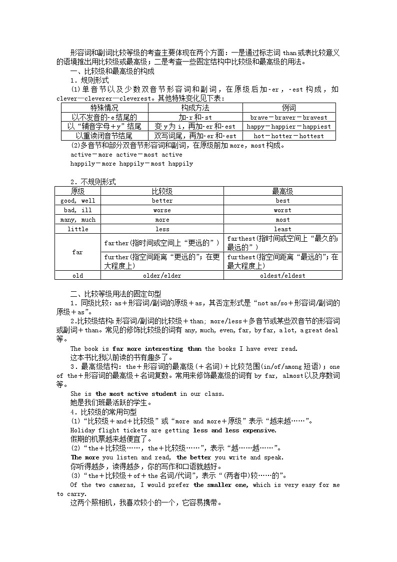 2022届新教材高考英语一轮复习语法专题提升第一部分掌握基础词法1.2形容词副词和比较等级学案含解析新人教版03