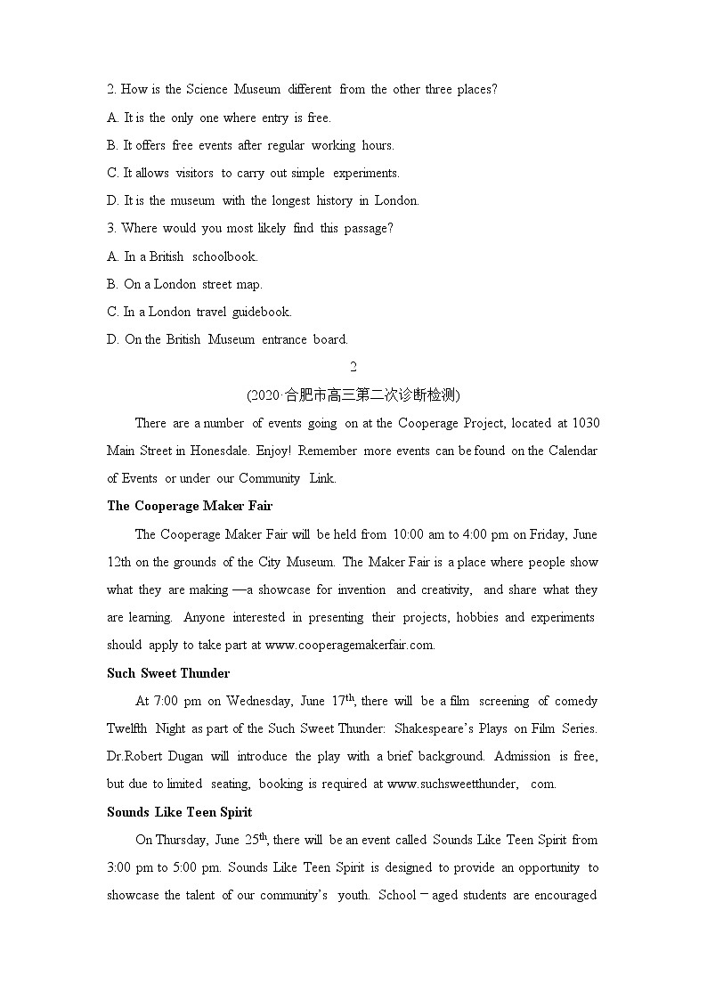 2022届高三二轮专题卷 英语（二）阅读理解（应用文、记叙文）学生版第2页