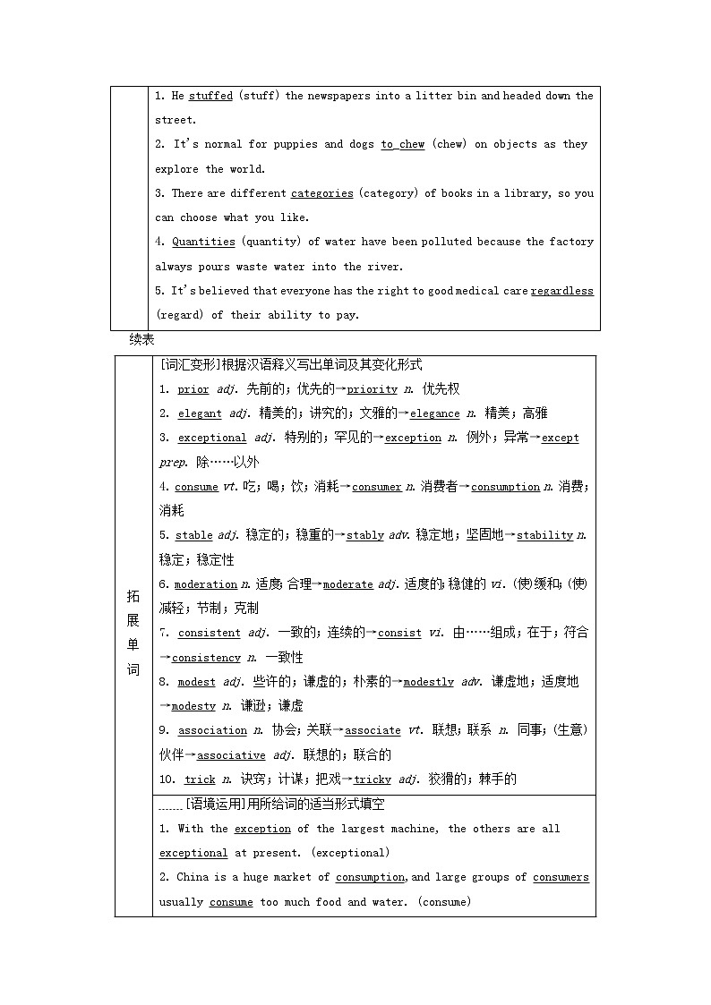 2021-2022学年高中英语新人教版 选择性必修第二册 Unit3 Food and Culture 学案第2页