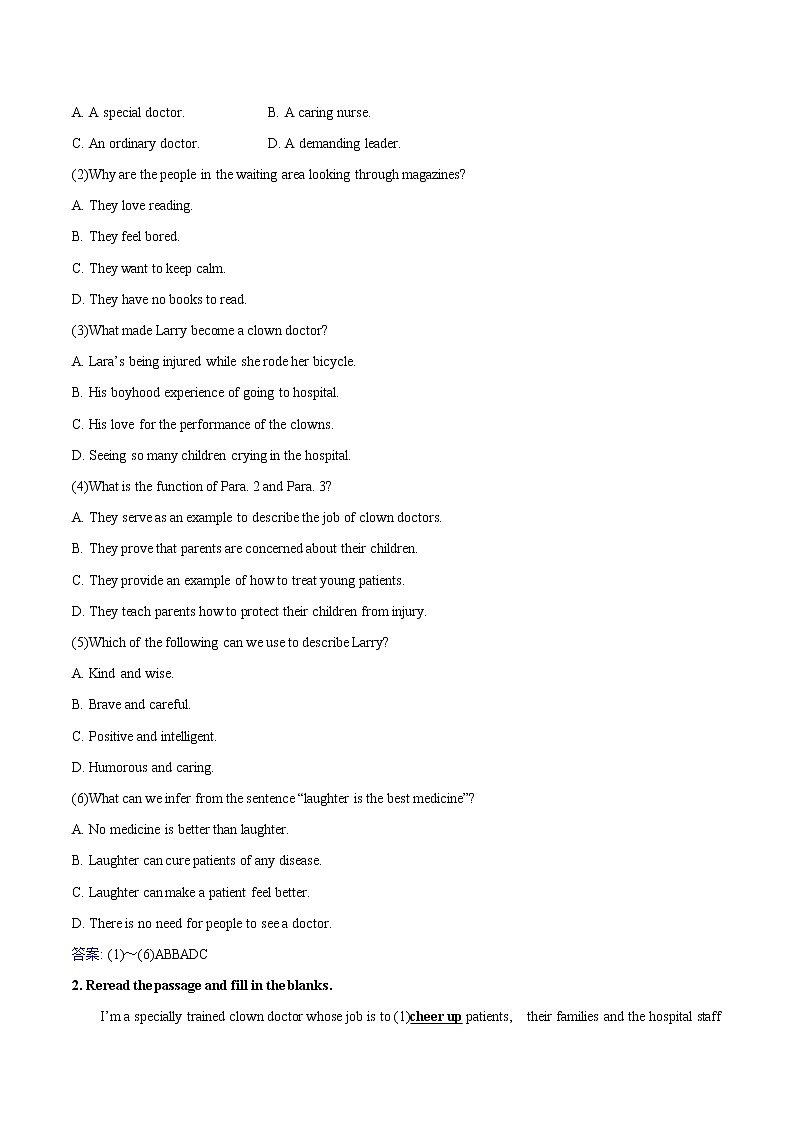 Unit 1 Laugh out loud! Starting out & Understanding ideas 学案 高中英语新外研版选择性必修第一册（2022年）03