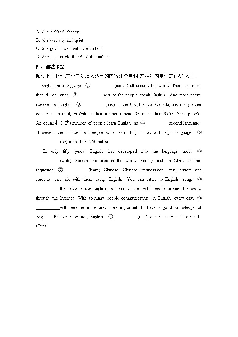 2021-2022学年高中英语新外研版必修第一册（课堂优化）：Unit2 Exploring English 同步习题 作业03