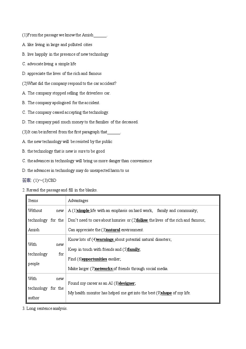 Unit 2 Looking into the Future Using Language 学案 高中英语新人教版选择性必修第一册（2022年）03