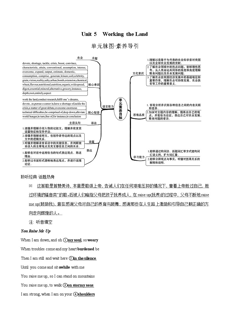 Unit 5 Working the Land 学案 高中英语新人教版选择性必修第一册第1页