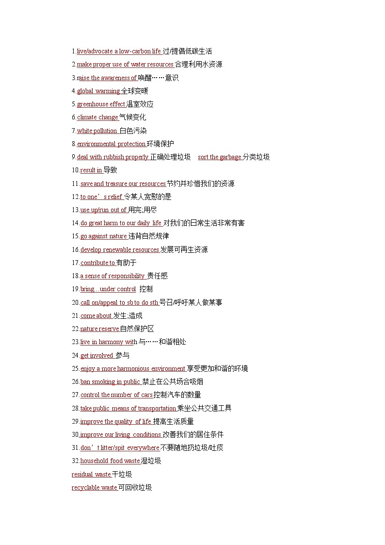 专题15 环境保护—备战2022高考英语话题通关（词汇 阅读 写作）第3页
