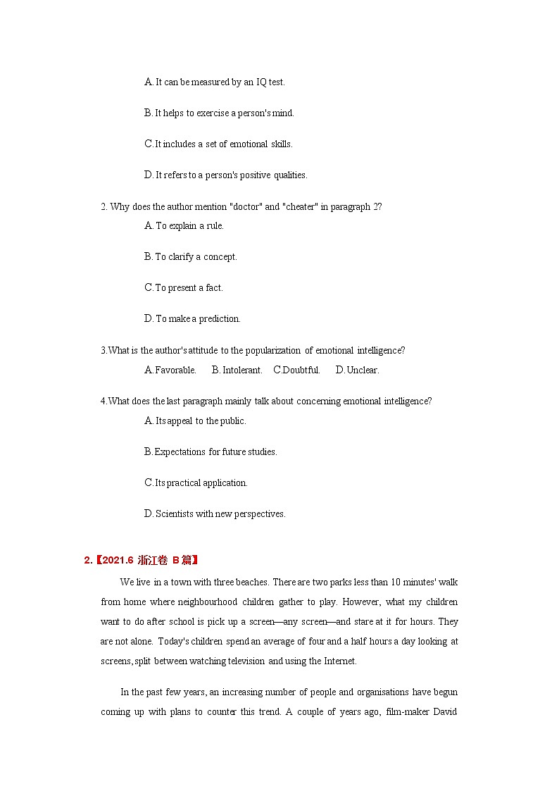 专题15 阅读理解社会生活、议论类 三年高考（2019-2021）英语试题分项汇编02