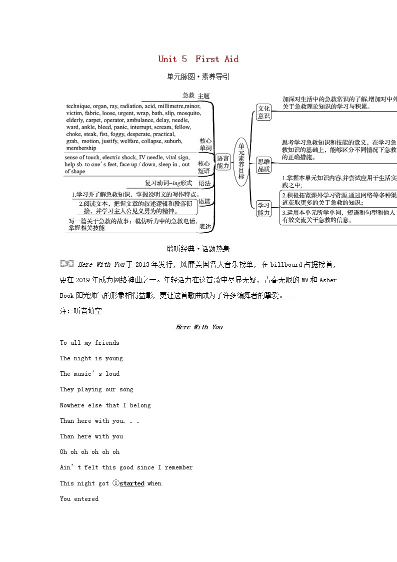 浙江专用2021_2022新教材高中英语Unit5FirstAid学案新人教版选择性必修2第1页