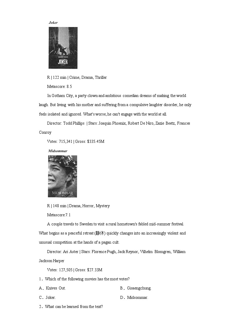 2020届新疆乌鲁木齐市高三（下）第二次质量检测英语试卷（含答案与解析）02