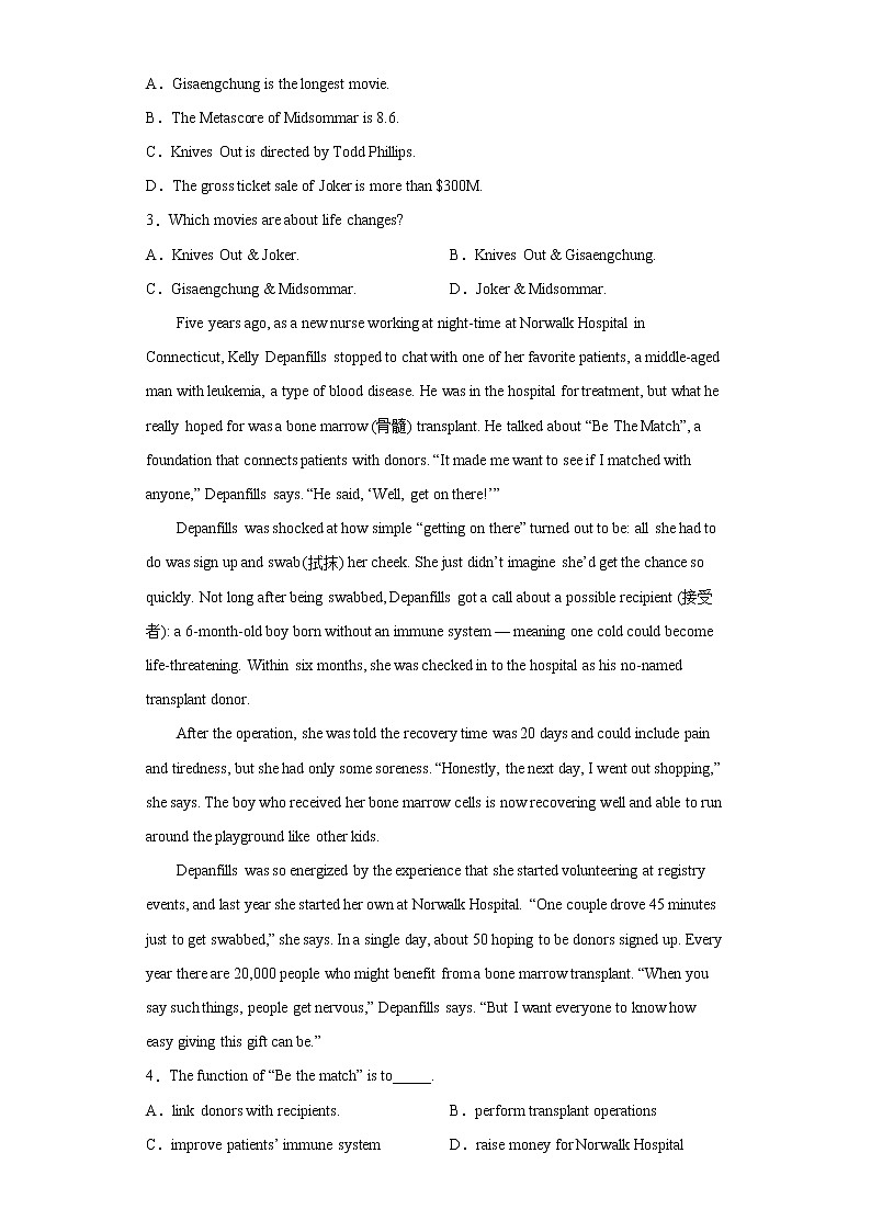 2020届新疆乌鲁木齐市高三（下）第二次质量检测英语试卷（含答案与解析）03