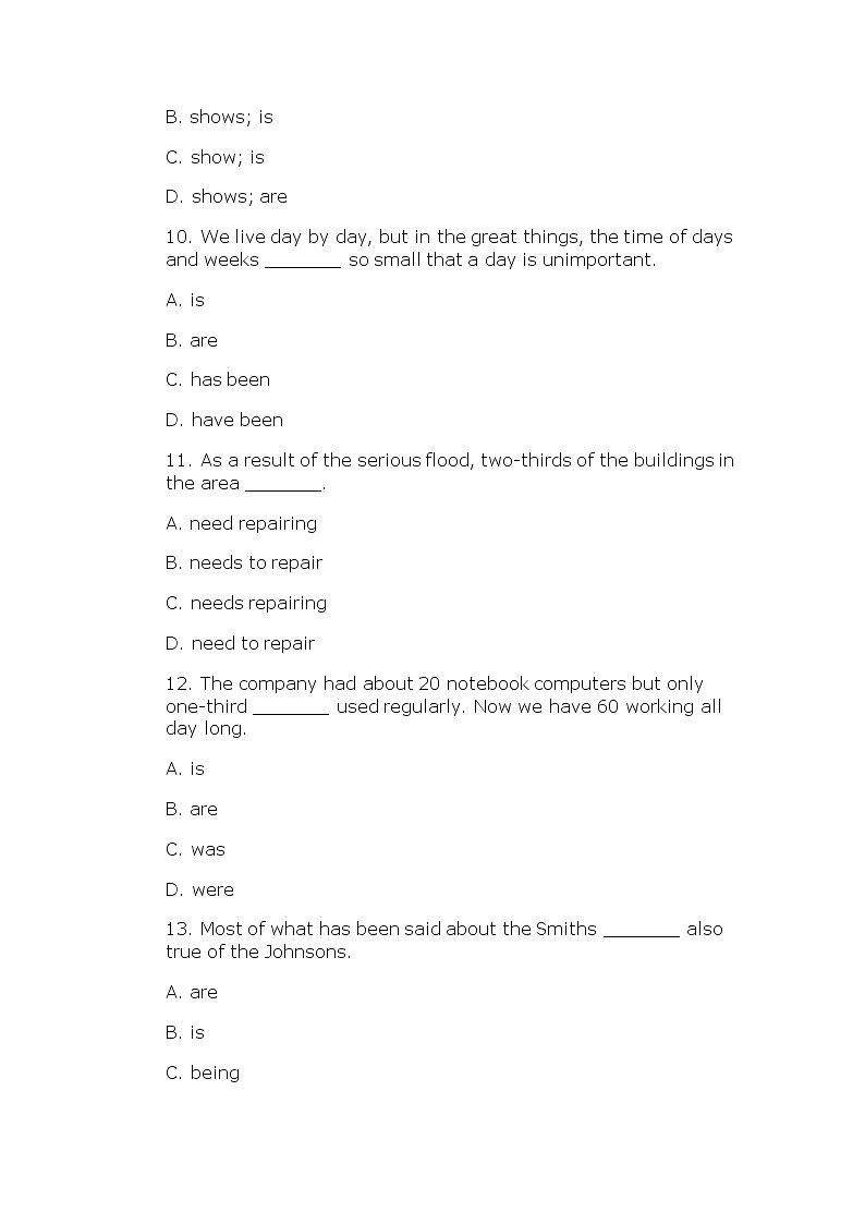 2022年高中英语语法专练--主谓一致（习题+解析 ）学案第3页