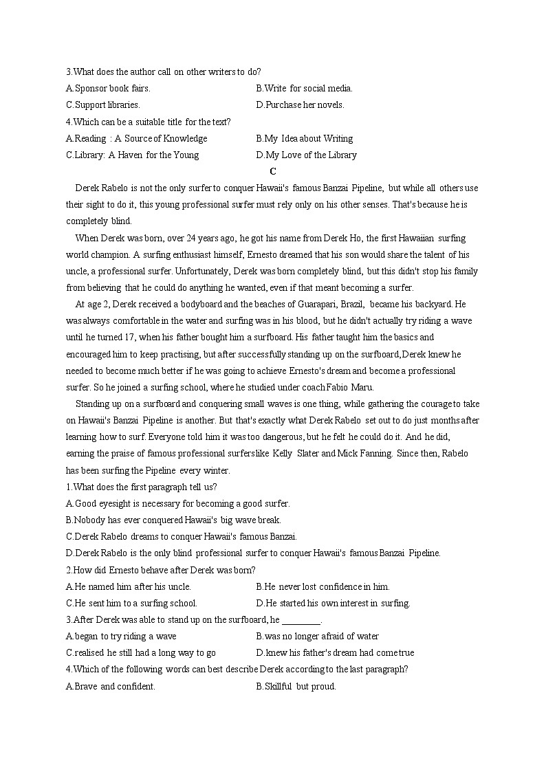 高二英语外研版（2019）选择性必修三单元测试AB卷 Unit 2 A life's work B卷 能力提升03