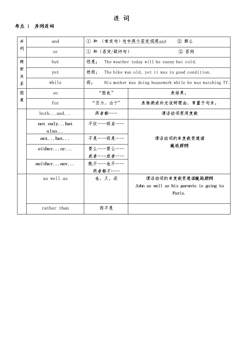 连 词知识点第1页