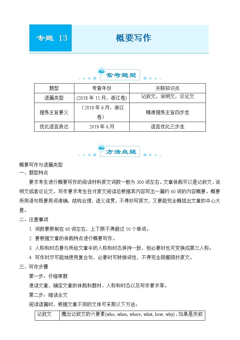 2022届优质校一模试卷专题汇编13 概要写作 解析版第1页