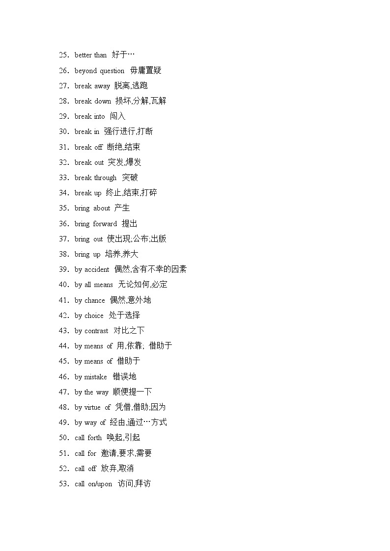 2022届高考英语高频阅读词组+练习（三十）第2页