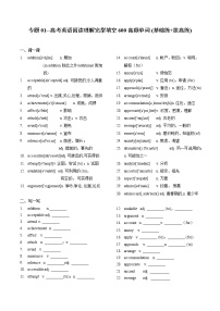 专题01- 高考英语阅读理解完型填空600高频单词20练（1）