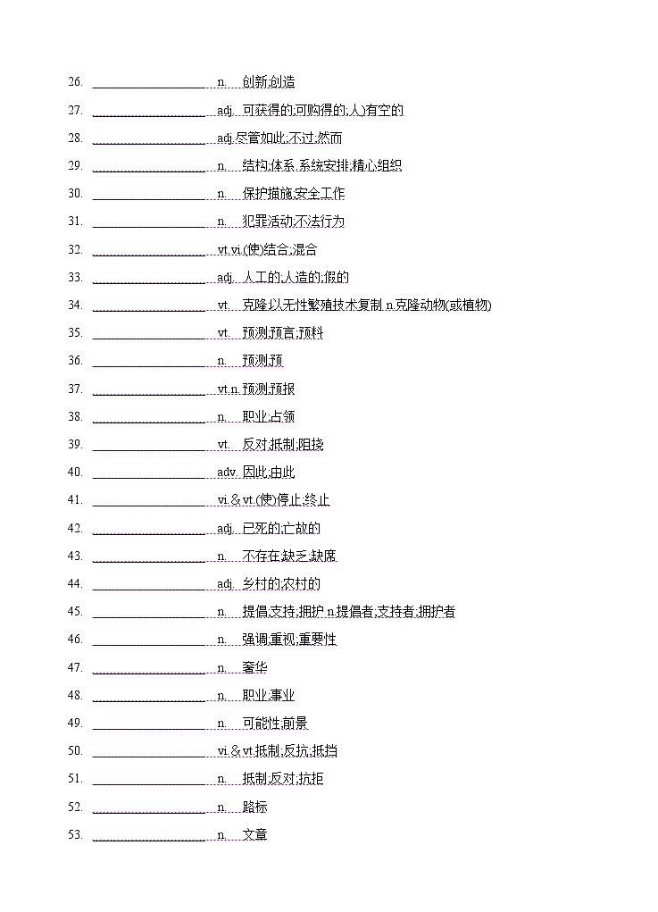Unit 2 Looking into the future 重点单词多样考查&核心词汇互动学 （人教版选择性必修第一册）练习题02