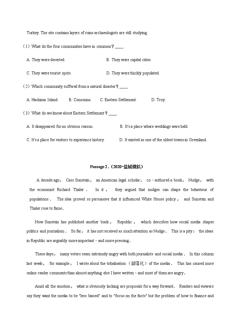 专题08 历史文化类阅读-冲刺 高考英语阅读理解专项复习02