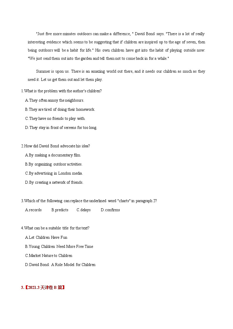 专题15 阅读理解社会生活、议论类-三年（2019-2021）高考真题英语分项汇编03
