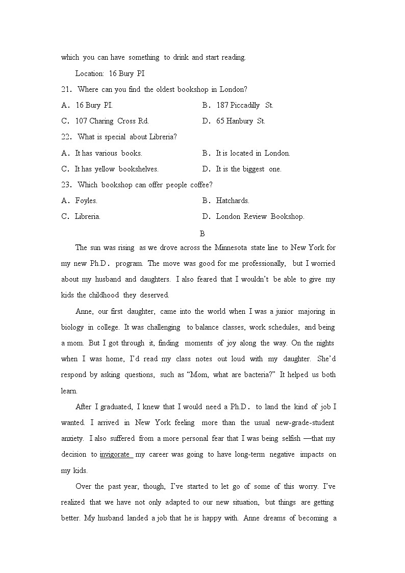 2021-2022学年河南省鲁山县第一高级中学高二10月月考英语试题含答案02