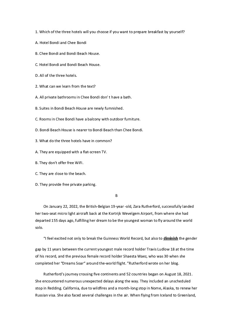 黑龙江省哈尔滨市第三中学校2021-2022学年高三下学期3月阶段检测英语试卷含答案第2页