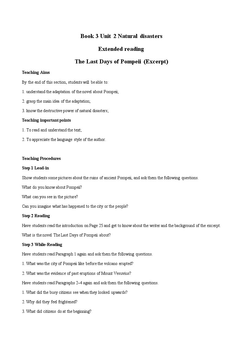 Unit 2 Natural disasters Extended reading 教案  高中英语新牛津译林版必修第三册（2022年）01