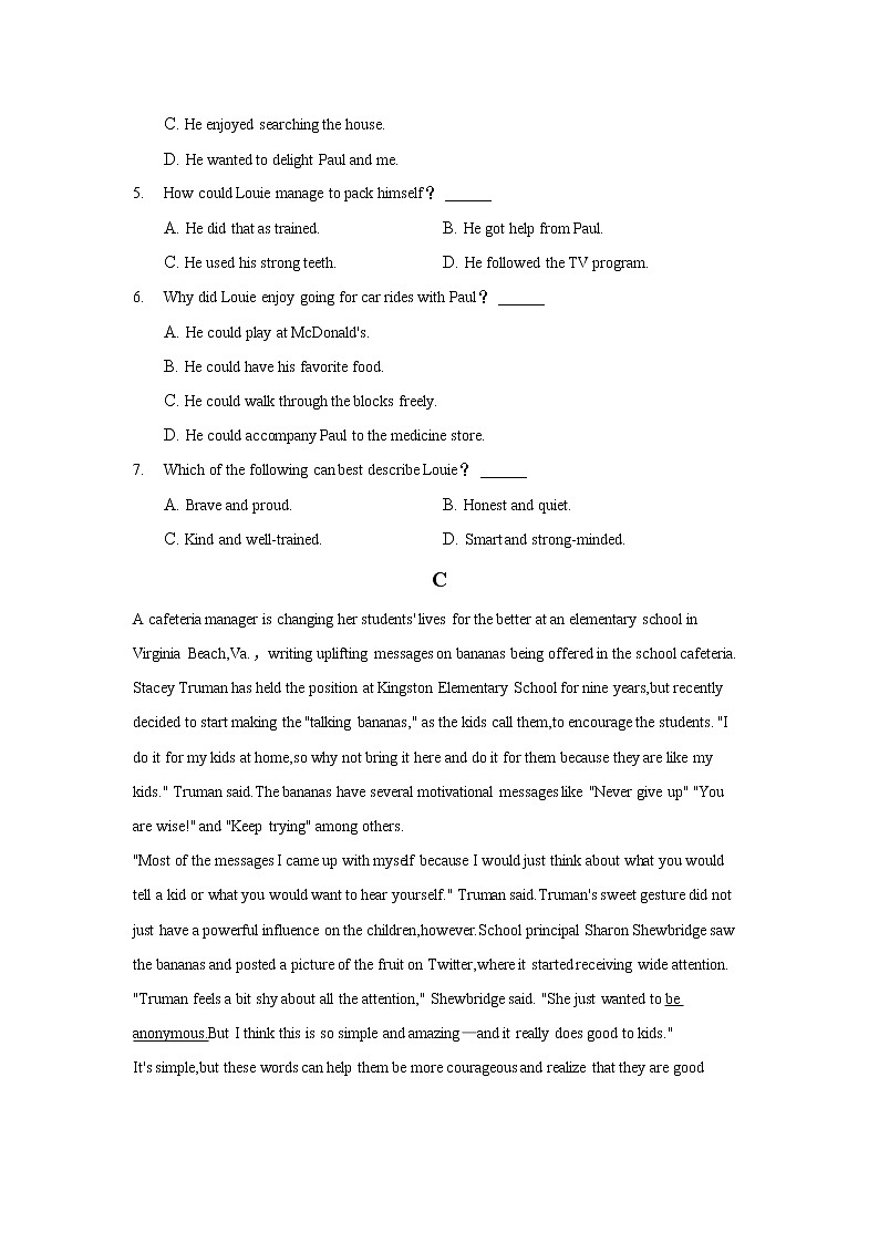 2021-2022学年河北省武强中学高一下学期3月月考英语试卷含答案第3页