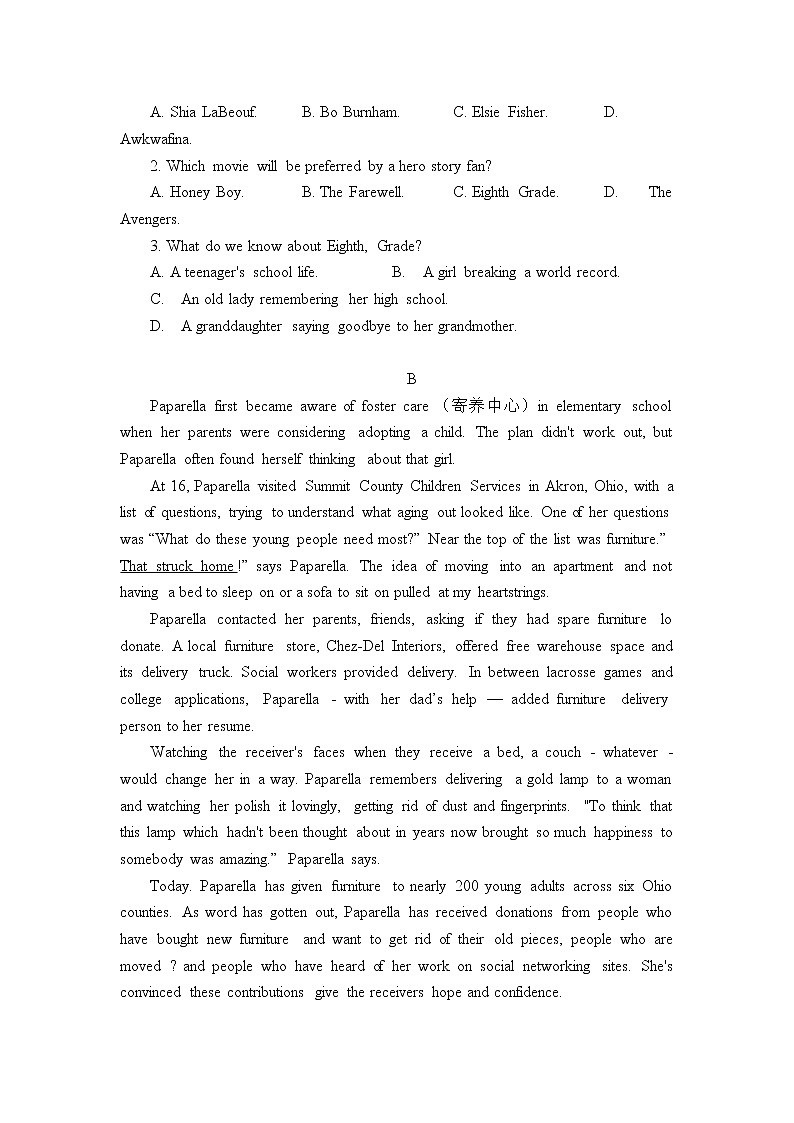 2022年甘肃省第二次高考诊断考试——英语（WORD版含答案）练习题02