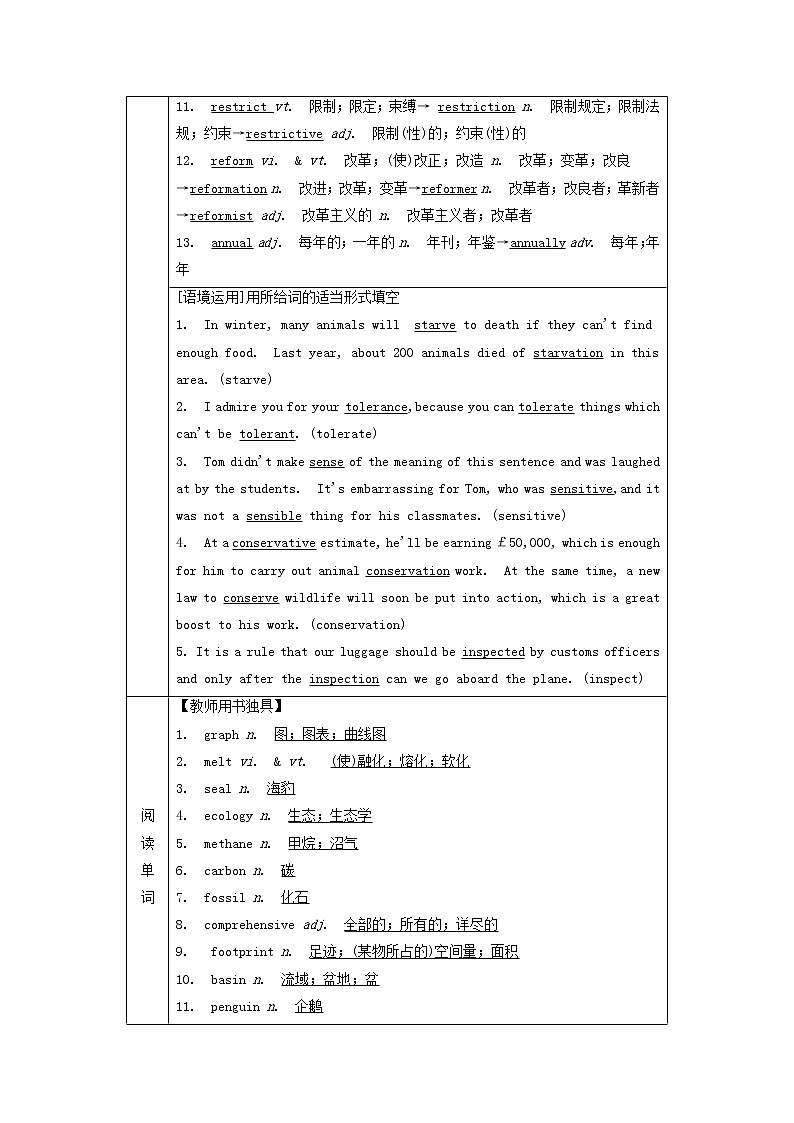 2021-2022学年高中英语新人教版 选择性必修第三册 Unit3 Environmental Protection 学案第3页