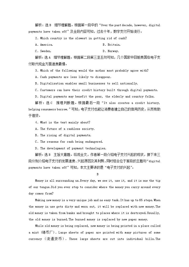 2022年高考英语一轮复习Unit10Money单元主题语篇训练一含解析北师大版必修4第2页