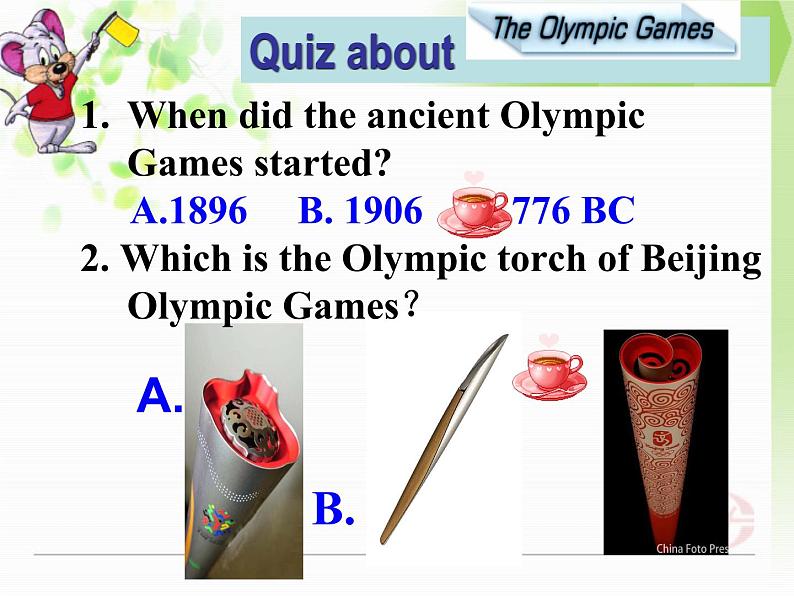 人教新课标必修2  Unit2 The Olympic Games  Warming up pre reading comprehending 课件第4页