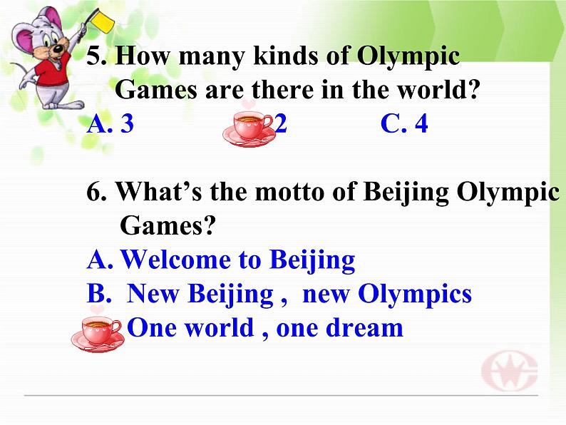 人教新课标必修2  Unit2 The Olympic Games  Warming up pre reading comprehending 课件第6页