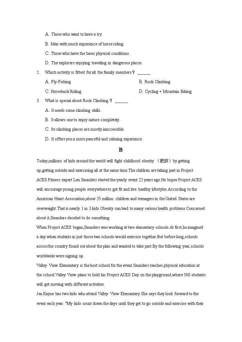 2021-2022学年云南省丽江市第一高级中学高二下学期月考（8）英语试题含答案第2页