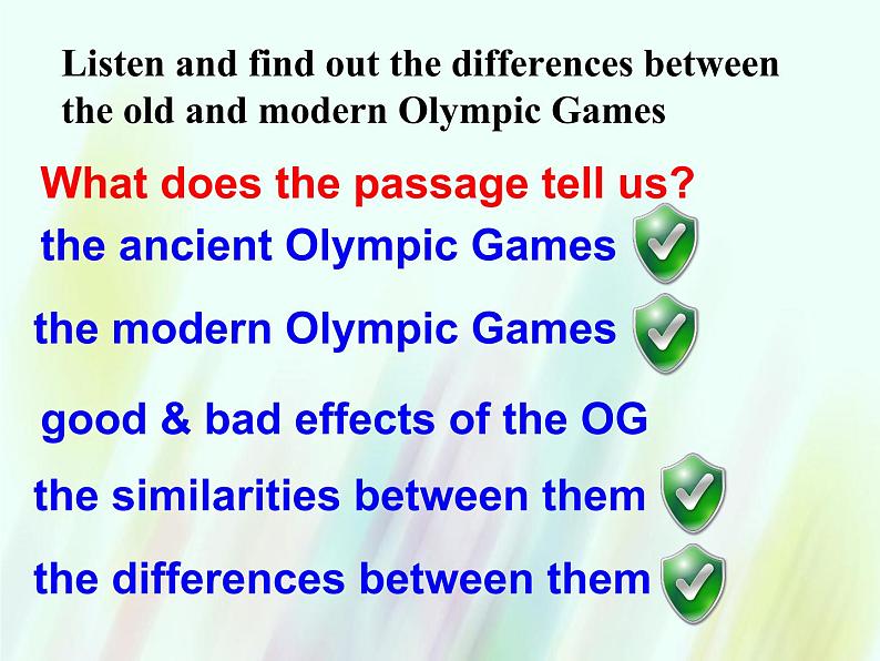 人教新课标必修2  Unit2 The Olympic Games  Warming up pre reading comprehending 课件第4页