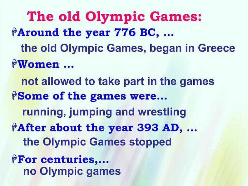 人教新课标必修2  Unit2 The Olympic Games  Warming up pre reading comprehending 课件第5页