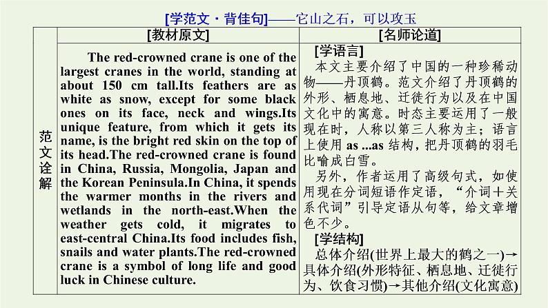 外研版必修第一册Unit5IntothewildSectionⅣWritingananimalfactfile课件02