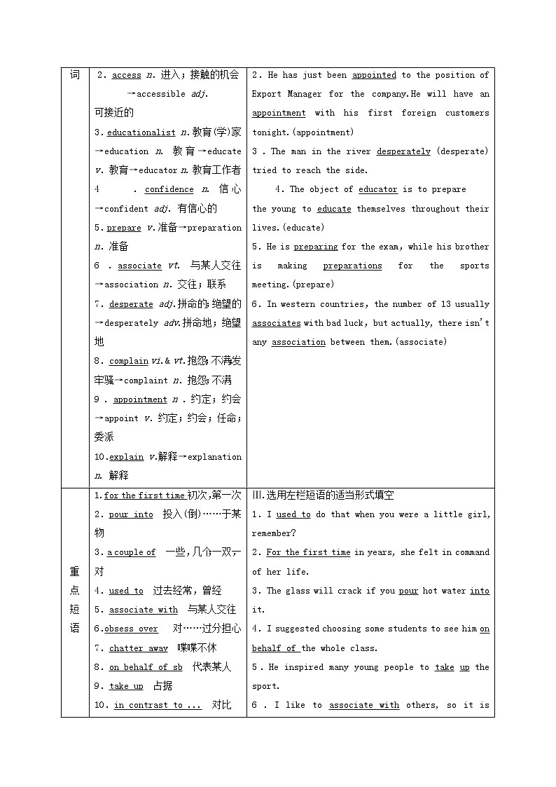 北师大版选择性必修第一册Unit1RELATIONSHIPS单元复习学案02