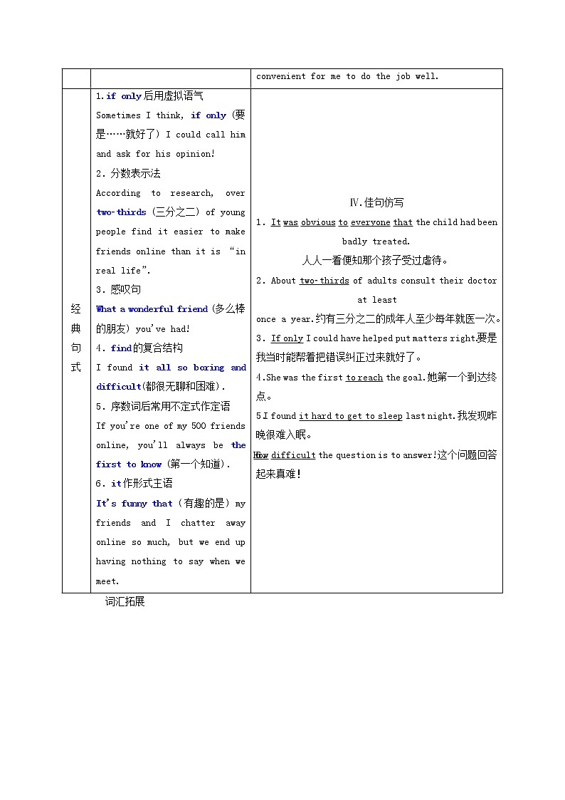 北师大版选择性必修第一册Unit1RELATIONSHIPS单元复习学案03